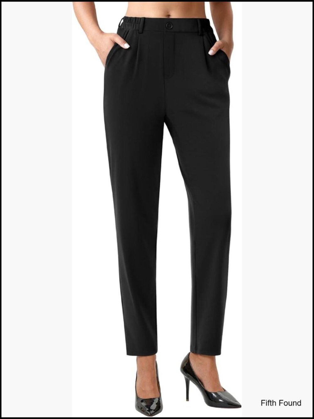 Stretchy Work Pants with Pockets Ankle Trousers Slacks Business Casual